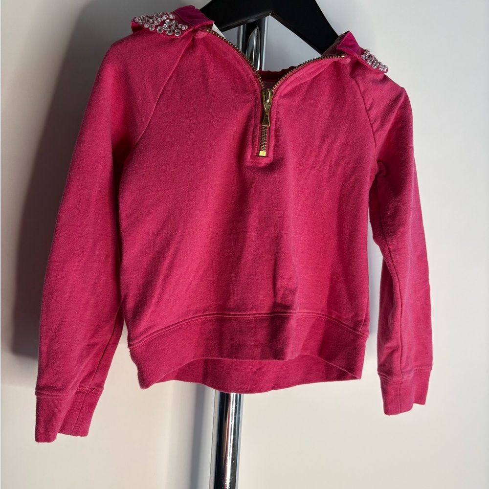 Kate Spade Girls Pink Embellished Collar Half Zip Sweatshirt Size 4Y